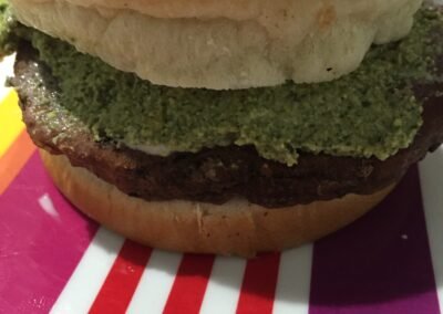 Corn Cilantro Pesto Topping for Pork Burger