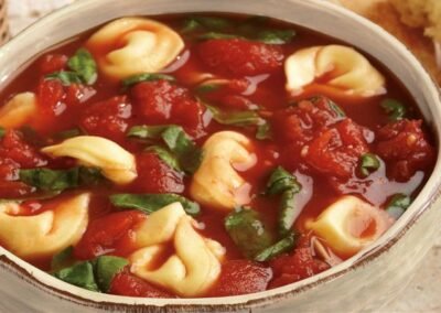 Tomato Soup with Spinach and Tortellini